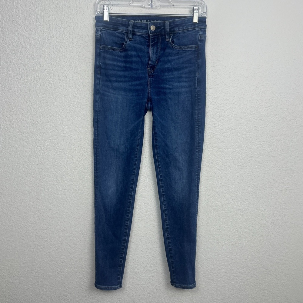 American Eagle Outfitters Jegging Jeans Womens 4‎ Blue Denim Cotton High Rise